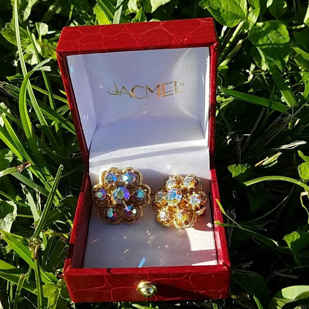 Vintage Aurora Borealus Clip Earrings